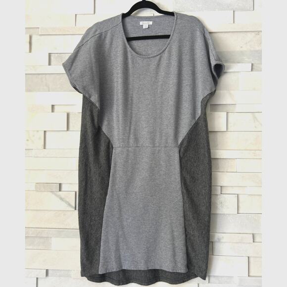GARNET HILL Paneled Short Sleeved Loose Shift Dress Light and Dark Gray sz M - Picture 1 of 7